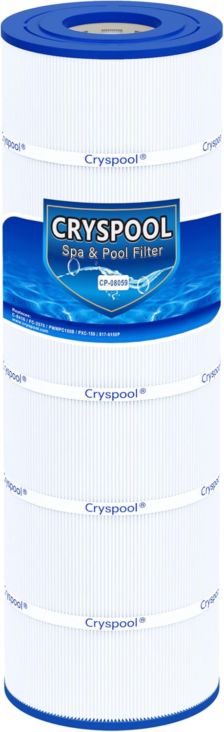 Cryspool® 08059 Filter Compatible with PWWPC150B, 25230-0150S, Posi-Clear PXC-150, C-8416, FC-2576, 150 Sq. Ft Pool Filter Cartridge, 1 Pack