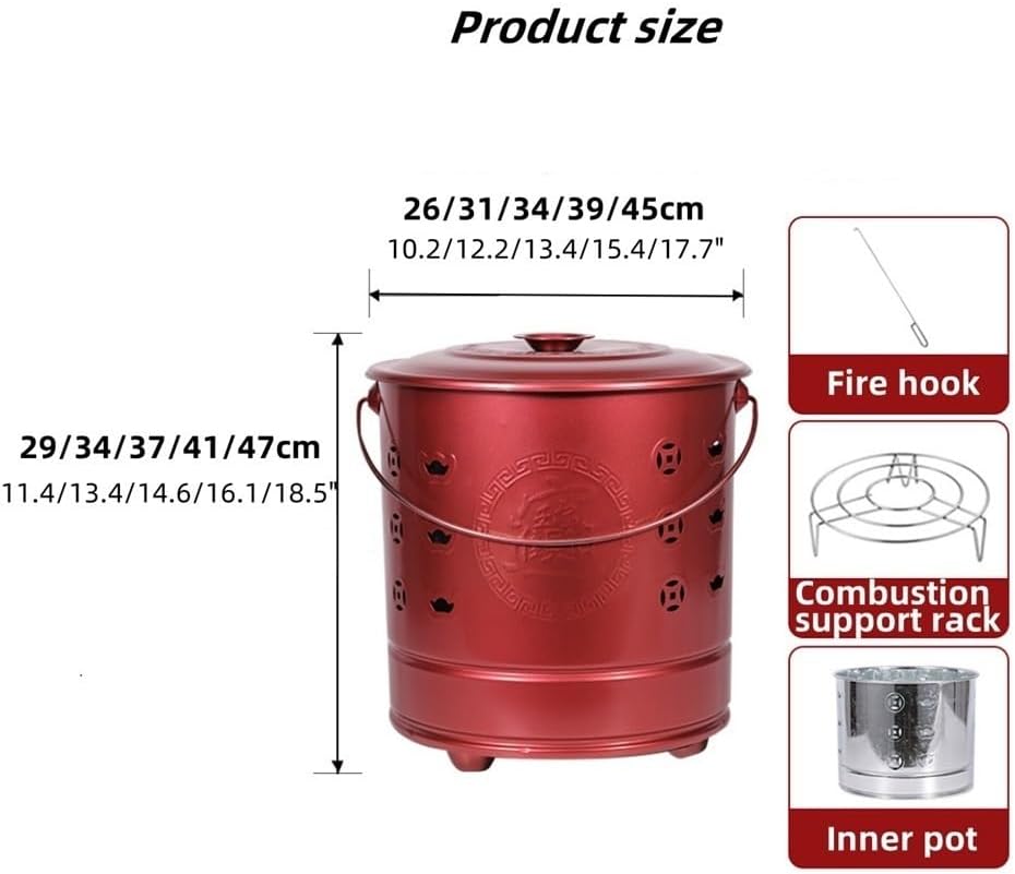 Burn Barrels for Outside for Burning Trash, Metal Incinerator Cage, Portable Fire Barrel, Covered Outdoor Burn Cage for Leaves, Trash, Documents(Silver,18.5x17.7in)