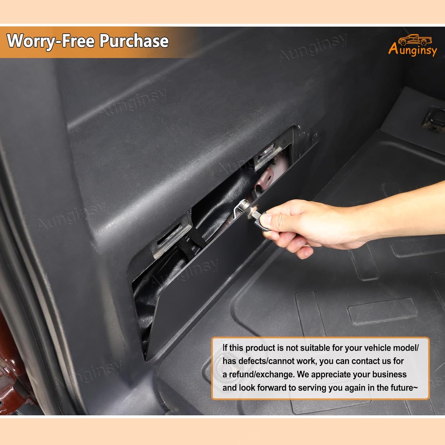 Aunginsy Trunk Storage Safe Box Panel Compatible with Toyota FJ Cruiser 2007-2021 Trunk Security Lockbox Cover Trunk Left Side Inserts Hidden Storage Box Lockbox Panel Cover with 2 Keys Accessories