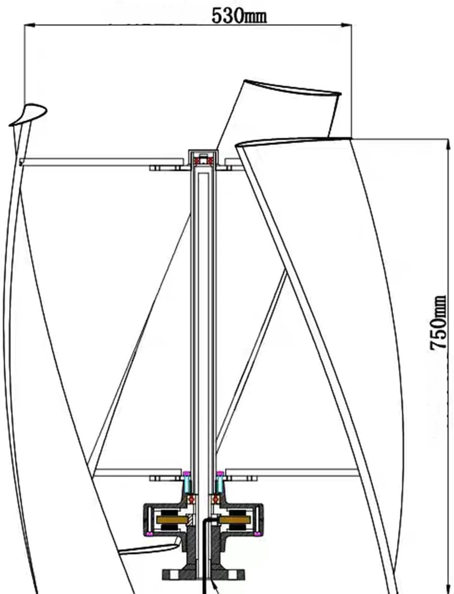 Vertical Axle Wind Turbines with MPPT Controller, 6000W 8000W 9000W 10000W No Noise Vertical Magnetic Levitation Upright Wind Turbine, 12V 24V 48V 220V with 3 Blades for Home Use (6000W, 24V)