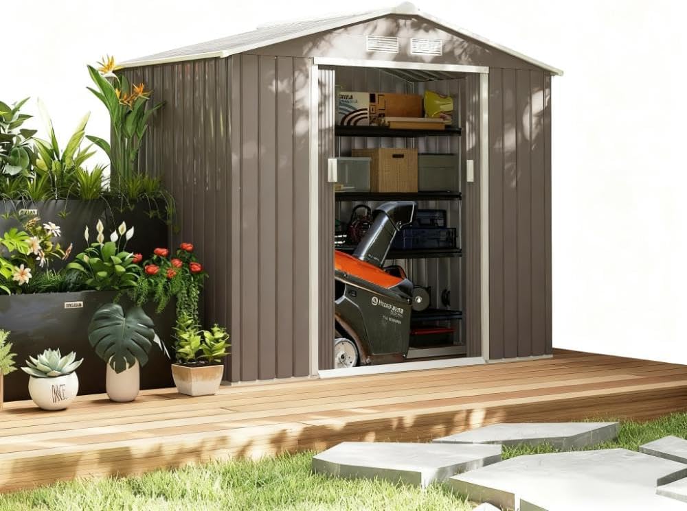 Garden Storage Shed Outdoor Storage Shed Metal Garden Tool Storage Sheds with Sloped Roof