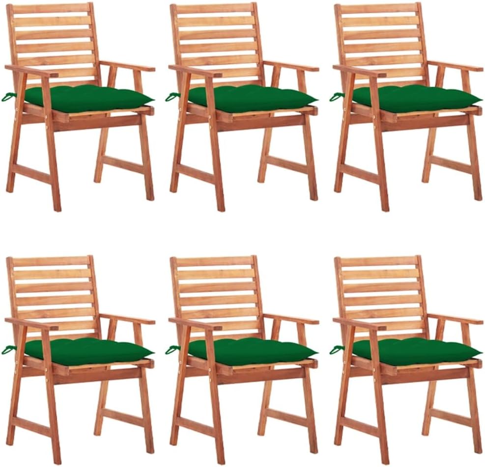 Patio Dining Chairs 6 pcs with Cushions Solid Acacia Wood,Modern Acacia Wood Outdoor Dining Chair with Water-Resistant Cushion Set of 6 Outdoor Furniture, Outdoor Chairs