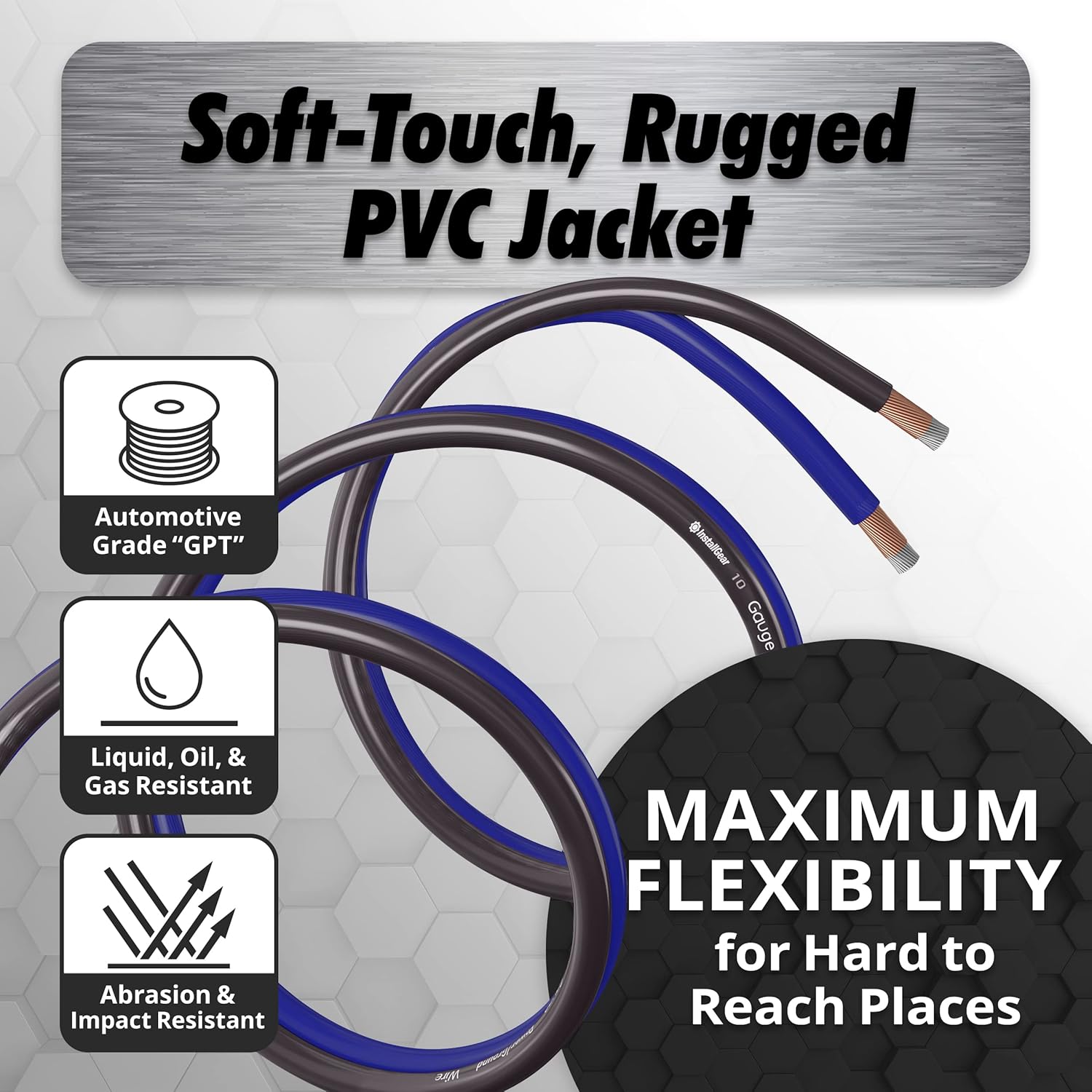 InstallGear 1/0 Gauge Wire (50ft) Copper Clad Aluminum CAA - Primary Automotive Wire, Car Amplifier Power, Ground & Battery Cable, Car Audio Speaker Stereo, RV Trailer Wiring Welding Cable 1/0ga