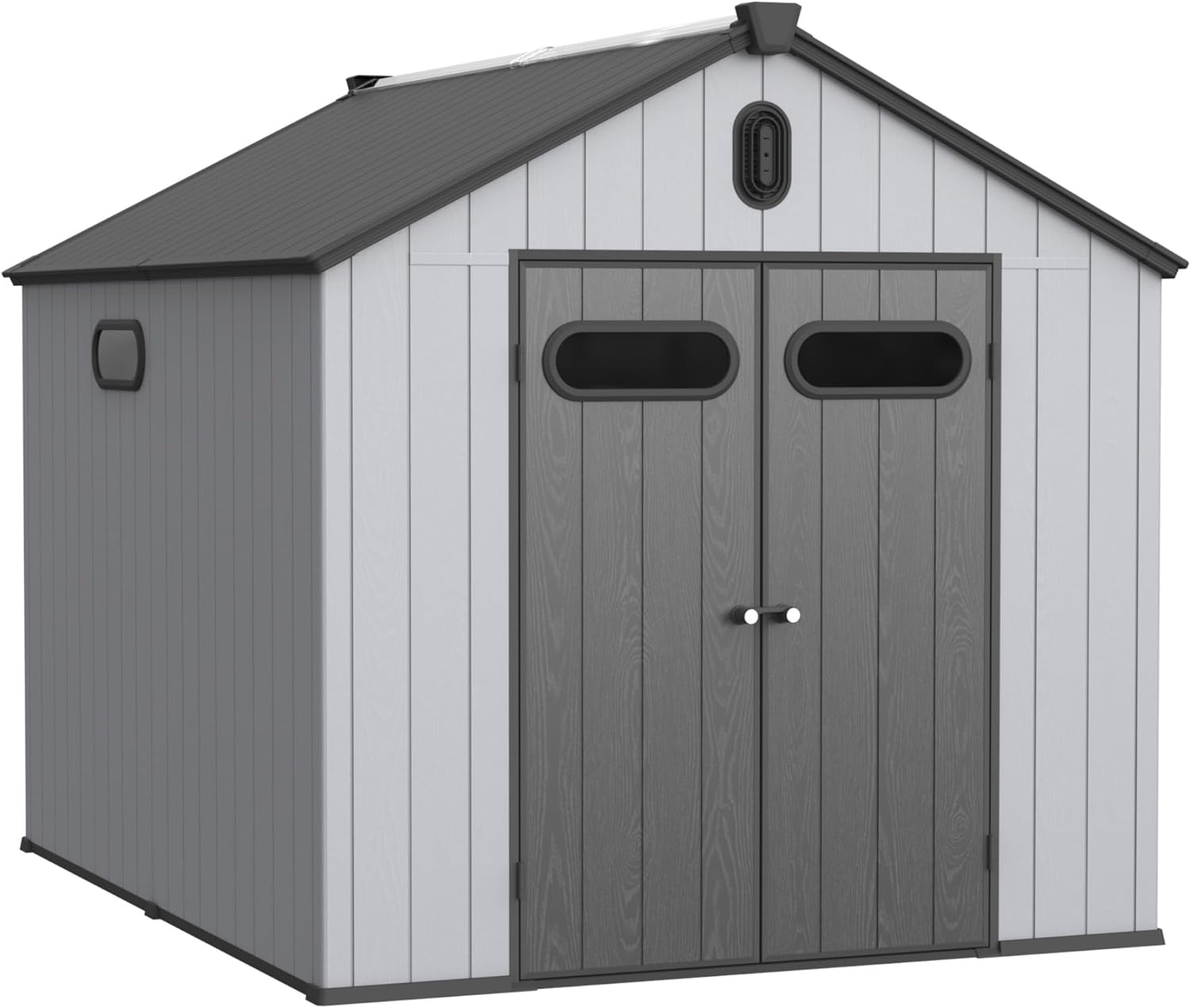 Resin Outdoor Storage Sheds with Floor, Durable Garden Storage Shed Plastic, Outdoor Tool Shed, Heavy Duty Backyard Storage Shed for Lawnmower, Garage Can, Generator, Bike, Patio, 8x10 FT Shed