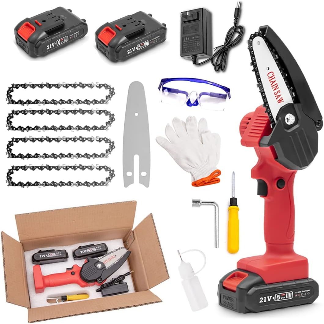 Mini Chain Saw,Cordless Battery Power,Mini Chainsaw with Battery and Led Lights,4 Inch Cordless Chainsaw with Charger, Portable Electric Chainsaw, Suitable for Gardening, Wood, Outdoor Camping