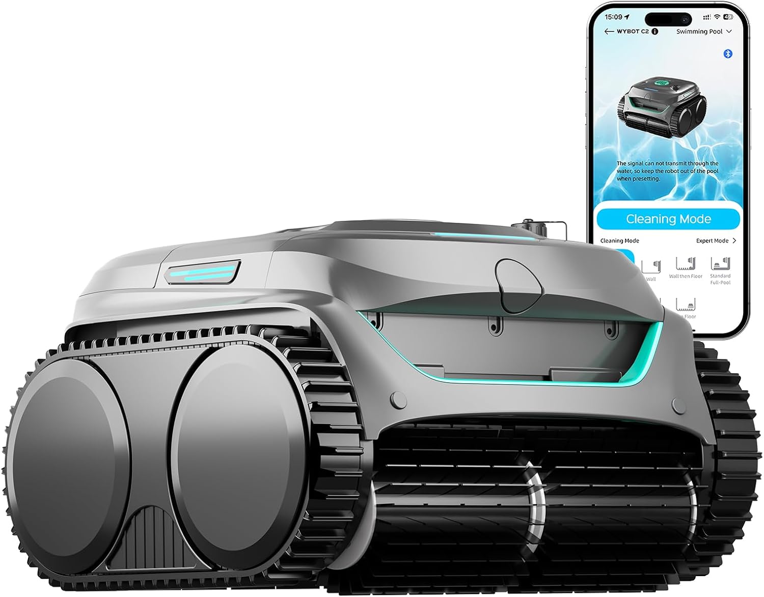 WYBOT C2 SE Cordless Robotic Pool Cleaner with Ultra-Fine Filtration, Wall & Waterline Cleaning, Automatic Pool Vacuum Robot for Inground Pools, Extended 120-150mins Runtime, App Control