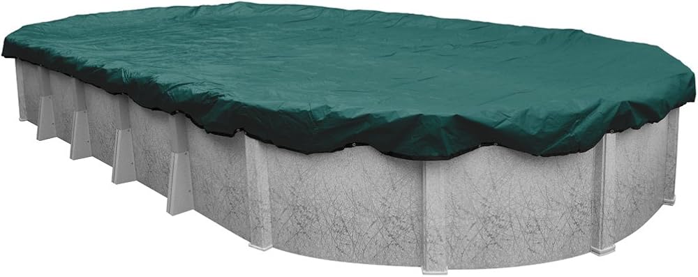 Pool Mate 21 x 41 ft Heavyweight Teal Winter Oval Pool Cover for Above Ground Pools, 4 ft Overlap (25 x 45 ft Cover Size), Solid 12 x 12 Scrim, 3.7 oz/yd2, 18-Year Warranty, Style: 392141-4-PM