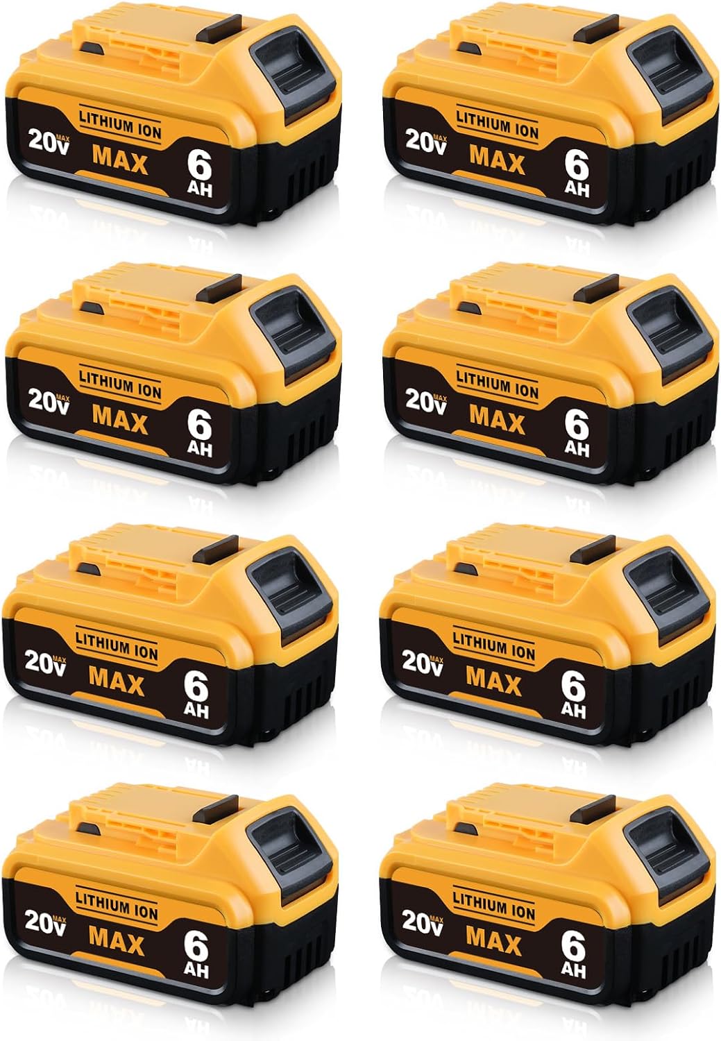 8Pack 6000mAh Replacment for Dewalt 20V Max Battery Compatible with Dewalt Lithium-ion Battery DCB200 DCB201 DCB206 DCB207 Replacment for 20V Cordless Power Tools