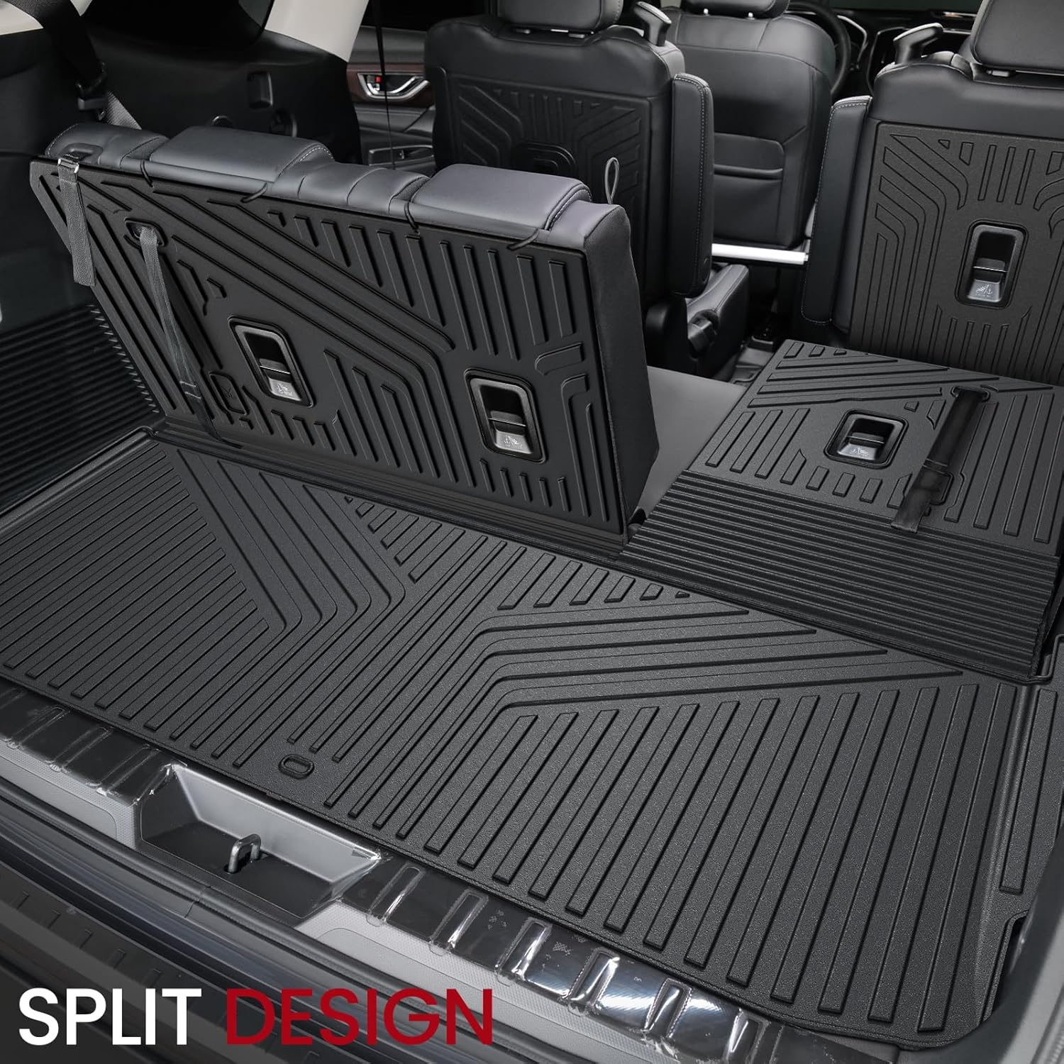 Floor Mats Cargo Mat Backrest Mats Trunk Lower Storage Mat for 2019-2025 Subaru Ascent Accessories, All-Weather TPE Trunk Mat Cargo Liner Door Sill Protector(Floor Mats+2-in-1 Cargo Mat)