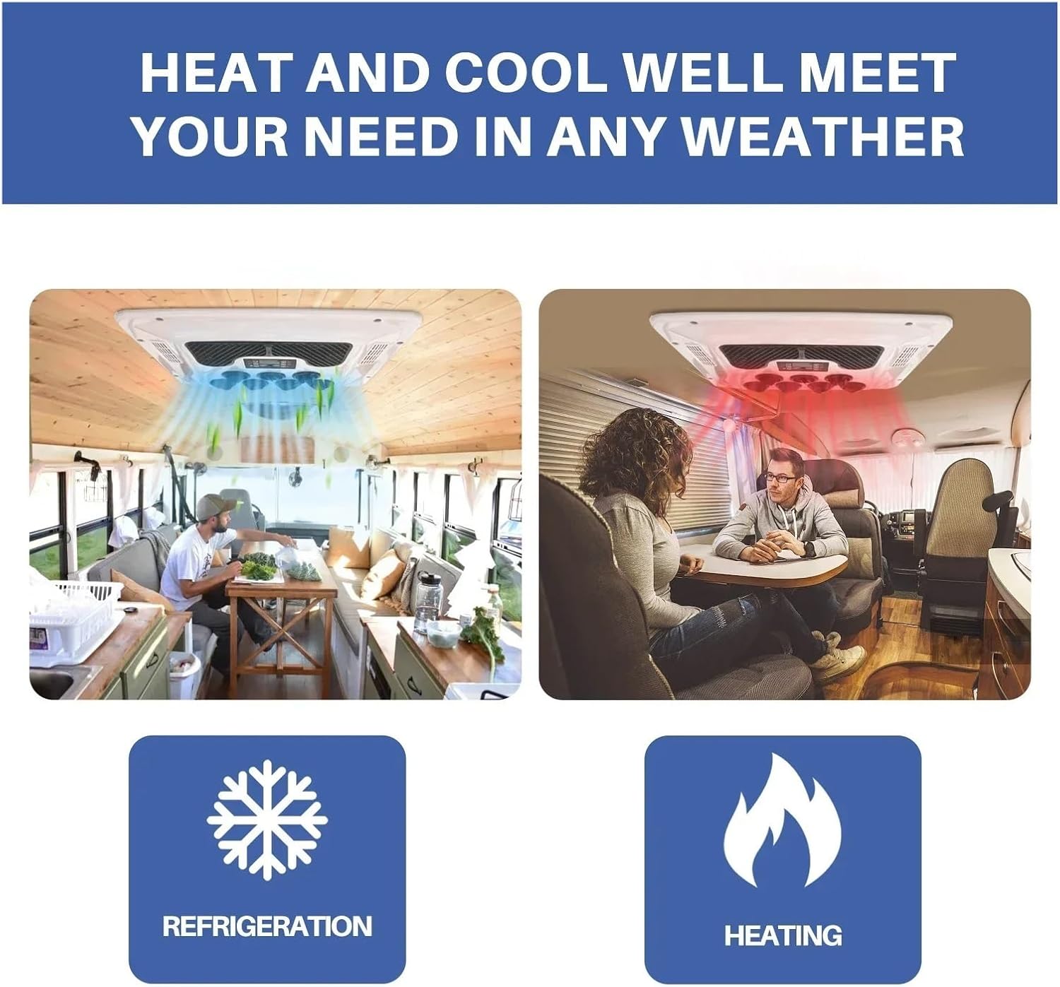 Heating&Cooling Electric Car Truck Rooftop Parking Air Conditioner 12V/24V for Camper RV Motorhome Caravan Tractor