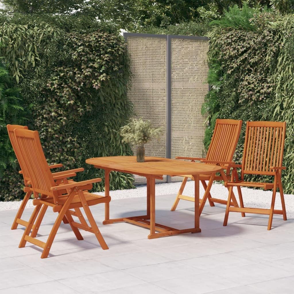 5 Piece Patio Dining Set Solid Wood Eucalyptus Garden Furniture