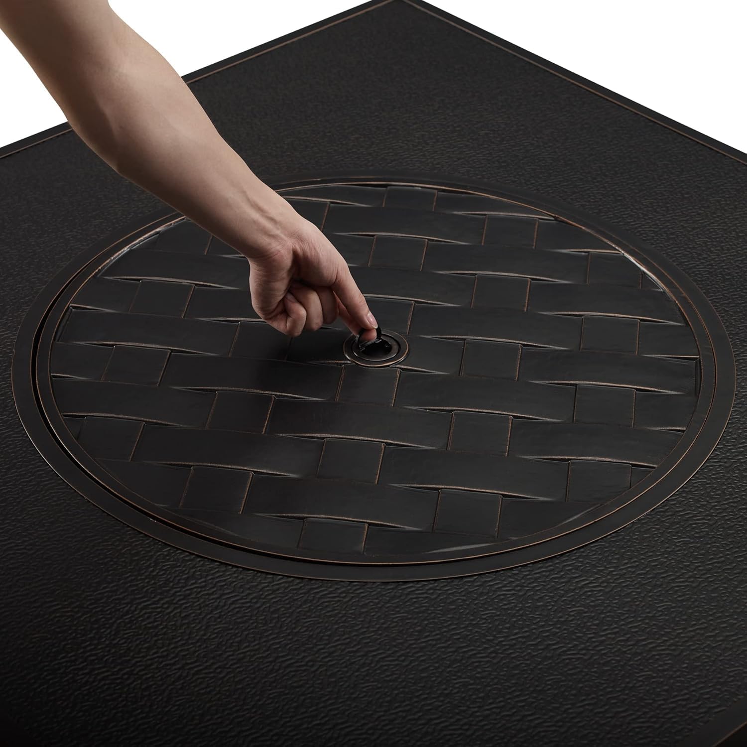 Square LPG/NG Gas Fire Pit Table 55K BTU w/Burner Lid, Cover, Fire Glass #65153