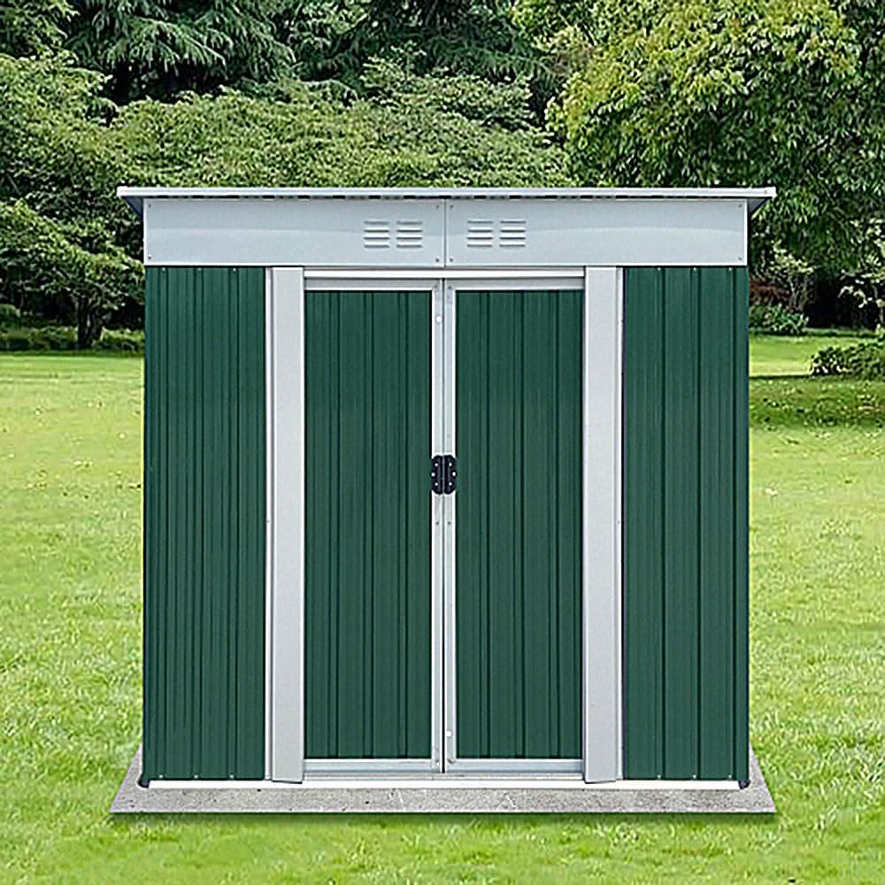 Outdoor Vertical Metal Storage Shed 5 x 3 Feet, Corrosion Resistant Steel with Sliding Door Suitable for Garden Bike, Tool Metal Storage Shed （Green）