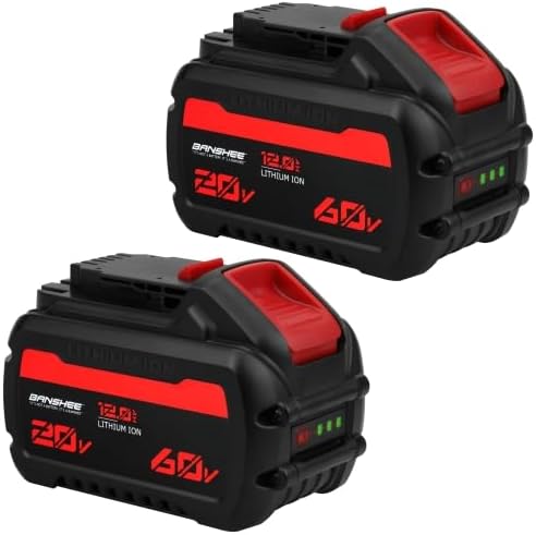 Banshee Compatible with 2-Pack 12000mAh Replace for Dewalt 20V 60V Max Battery Compatible with DCB606 DCB609 DCB612 DCB201 DCB200 DCB206 DCB207 Apply to Dewalt Cordless Power Tools and Chargers