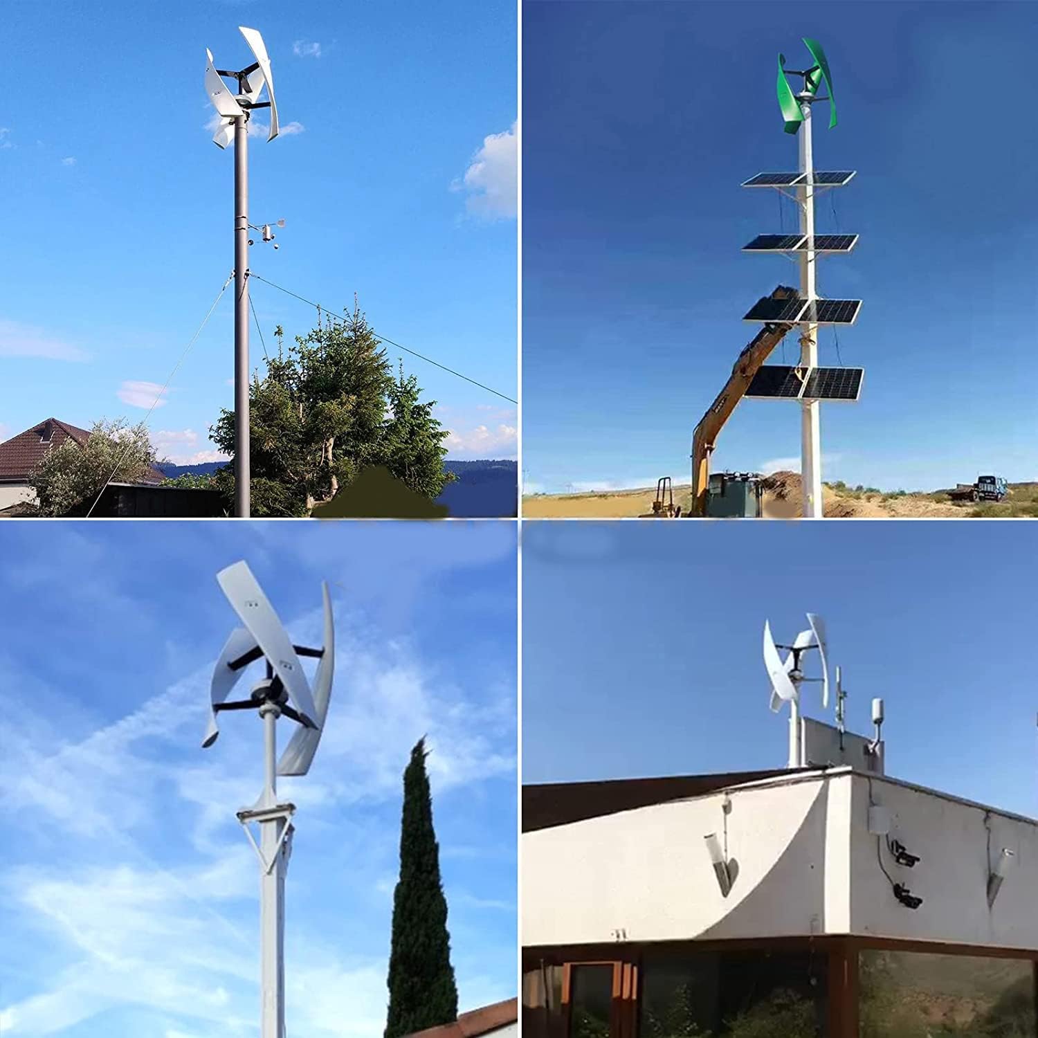 7000W No Noise Vertical Axis Wind Turbine, 110V/220V Maglev Plant High Voltage Generator Super Hybrid Charge Controller for Home Use(3 Blades)