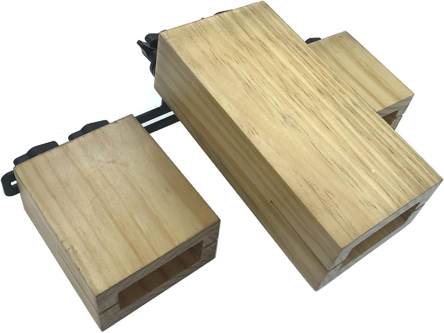 Tri-Bells Cowbell for Drum Set Triple Wood Block High Medium Low Pitch Wooden Jam Block for 0.63inch Post Mount Drum Set Cymbal Stand Accessories