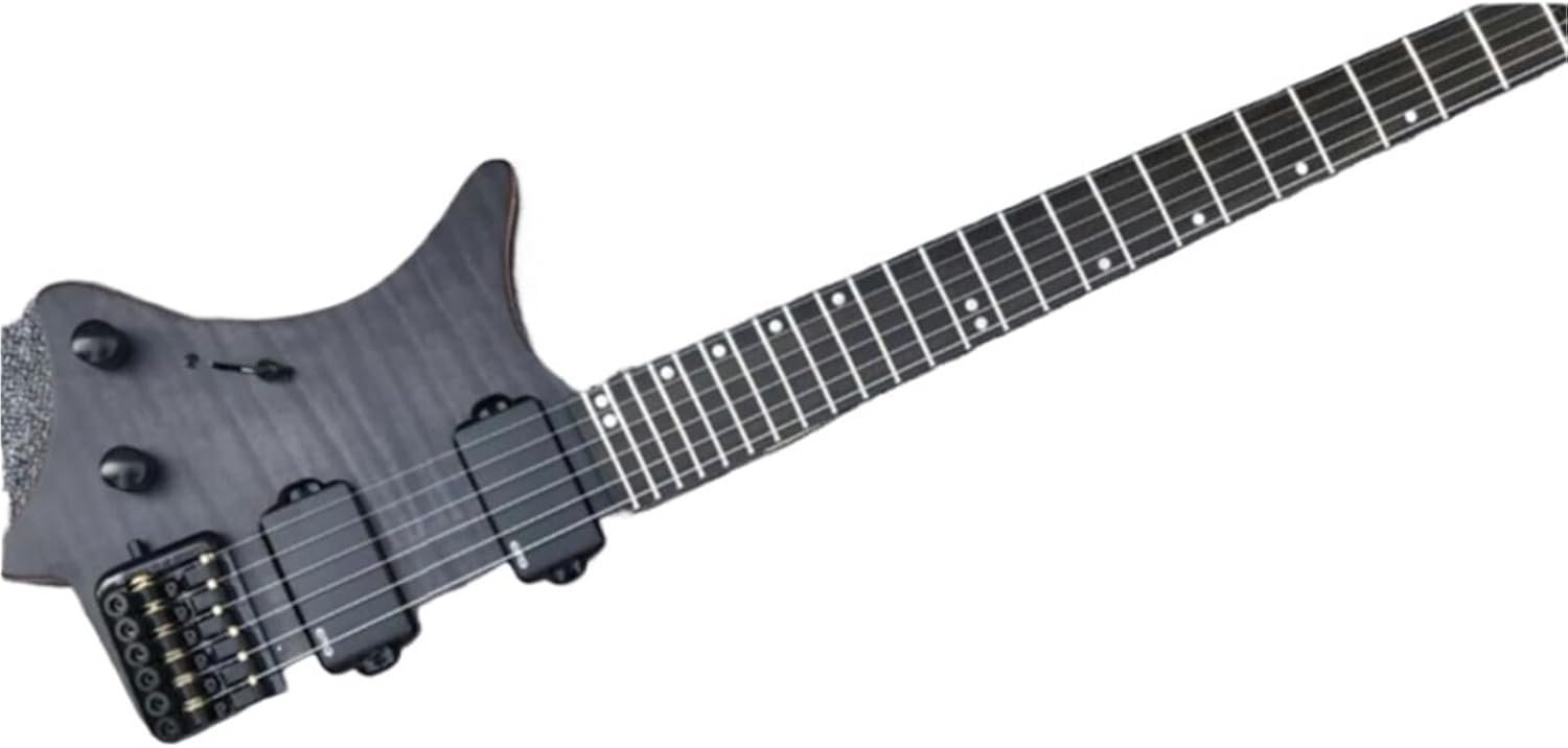 Beginner Electric Guitar Kits Red And Black Tiger Striped Backhand Headless Solid Wood Professional Electric Guitar