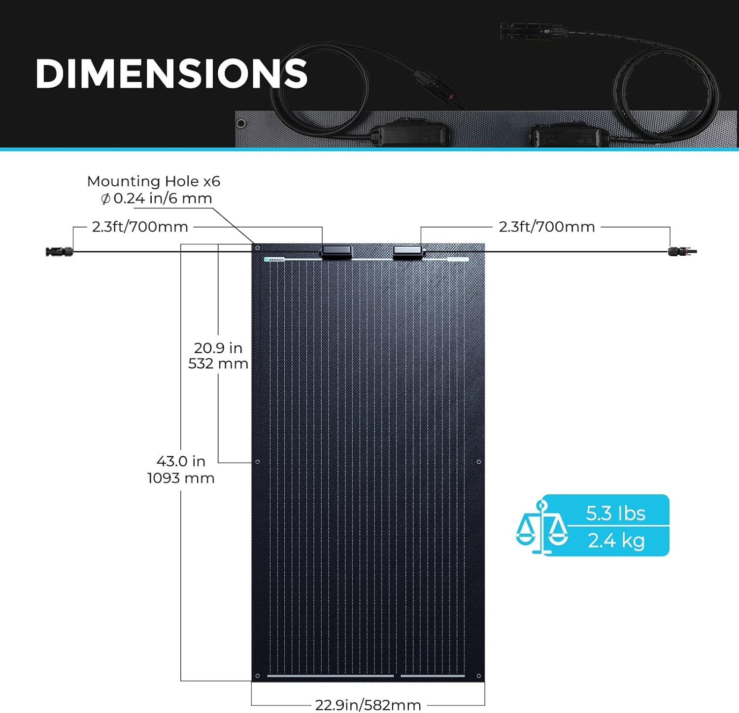 Renogy 100W Solar Panel 12V, Flexible Solar Panel 100 Watt 22% High-Efficiency, 240° Ultra Lightweight Solar Panels for Marine RV Cabin Van Car Boat Camping Curve Surfaces, Black