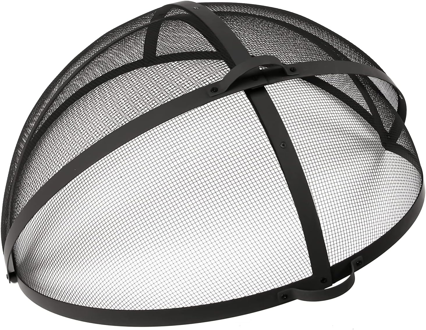 WeCooper Heavy-Duty Fire Pit Spark Screen, 40In Round Steel Mesh Screen Guard, Easy-Opening Firepit Ember Arrester with Handle
