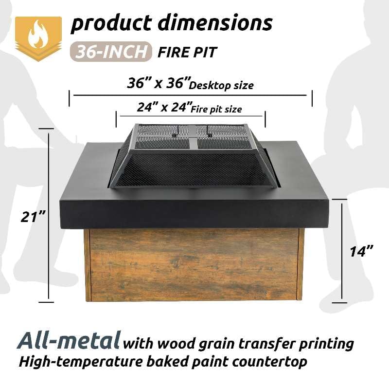 36 inch Iron Fire Pit Table Wood-Burning Stove