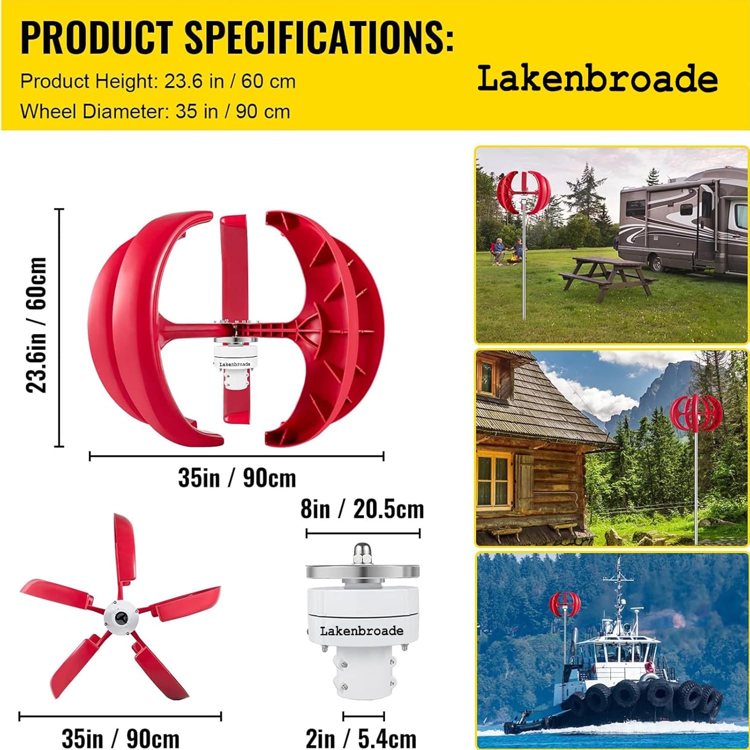 Vertical Wind Turbine,Wind Turbine Generator,Efficient 15000W/20000W Vertical Wind Turbine Generator Kit, 12V 24V Lantern Vertical Wind Turbine Kit 5 Blade,15000W-24V