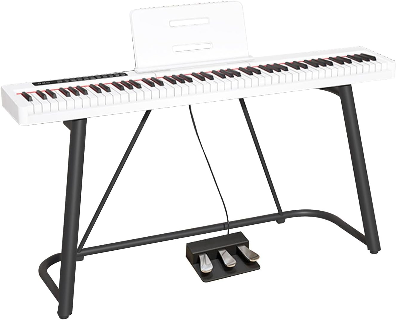 Digital Piano Keyboard Full Size Electric Piano With 88 Velocity-Sensitive Keys, U-Style Stand, Three-Pedal And Music Stand(White)