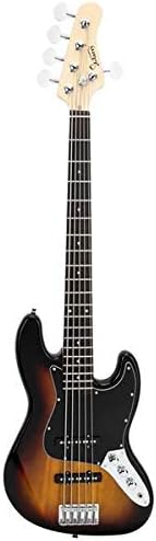 Music Lover Gjazz Electric 5 String Bass Guitar Full Size Bag Strap Pick Connector Wrench Tool Sunset Color 3-7 Days Delivery