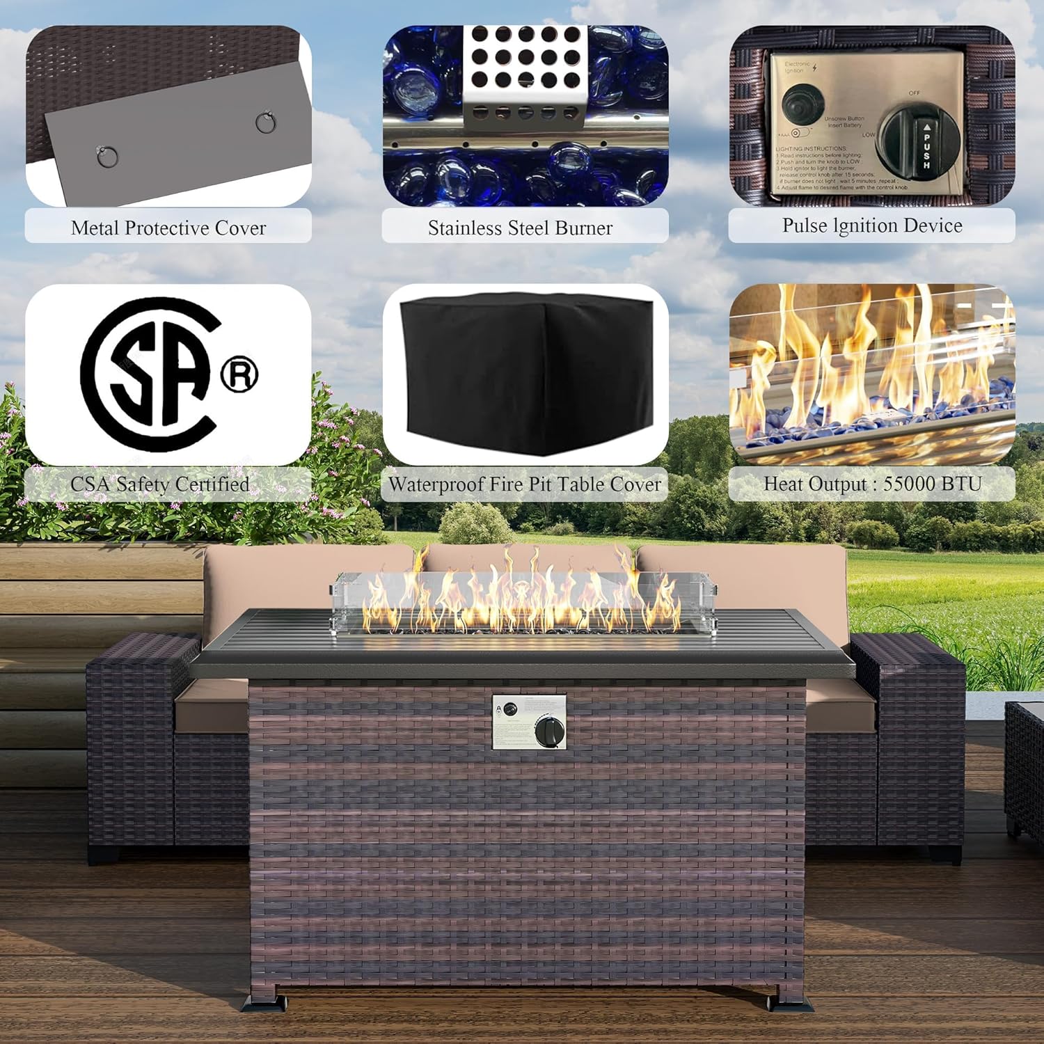 13 PCS Outdoor Patio Furniture Set,Outdoor Sectional Furniture with 43