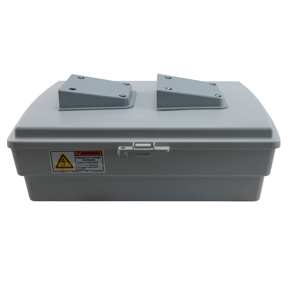 NavePoint 14x10x04 ABS Plastic Weatherproof Indoor/Outdoor IP24 NEMA 3R Enclosure, Hook & Loop Mounting, Fan & 120 VAC outlets, Gray