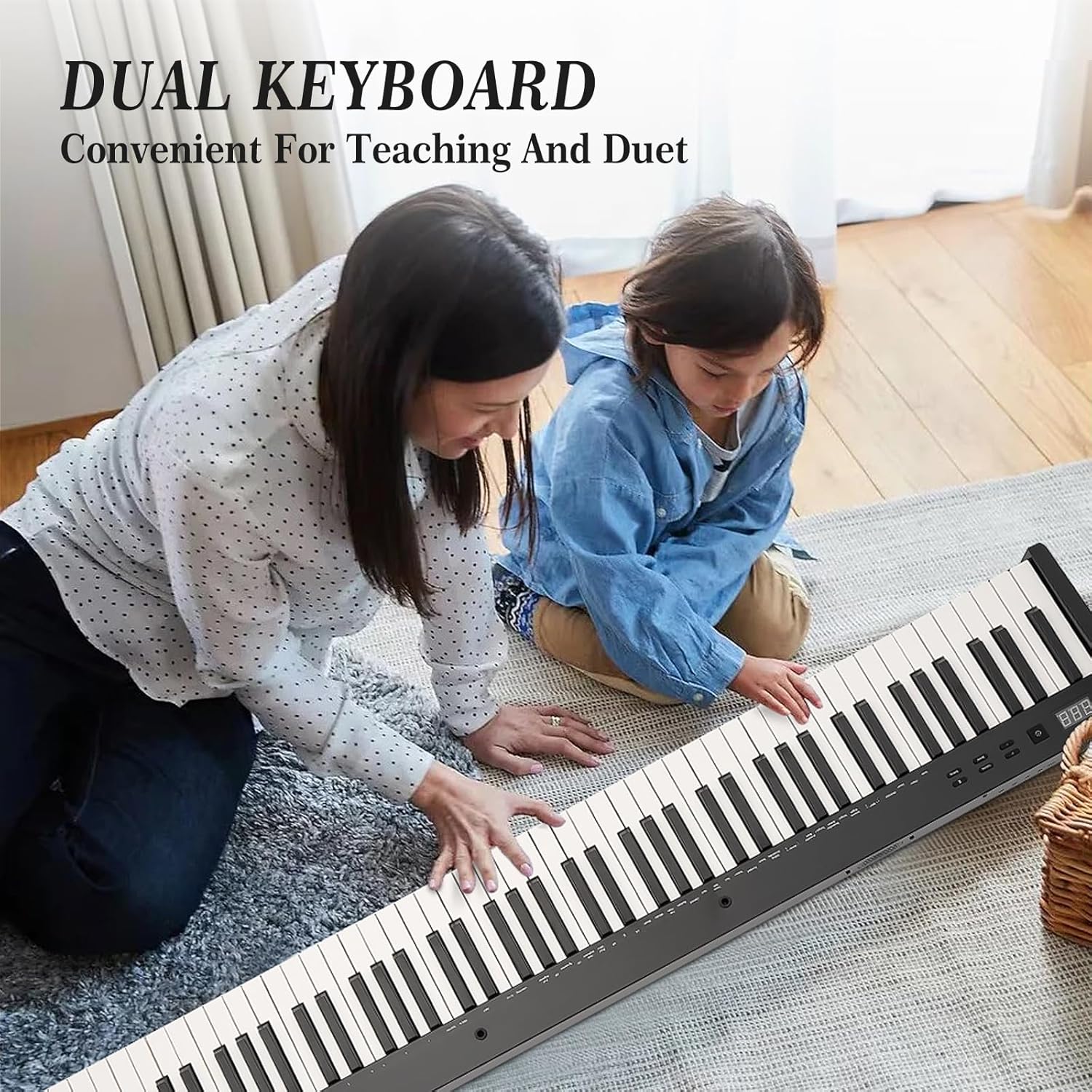 GarveeLife 88 Key Keyboard Piano, Full-Size Electric Keyboard Piano for Beginners, Portable Electric Piano with Sustain Pedal, Headphones, Handbag, Bluetooth, USB MIDI