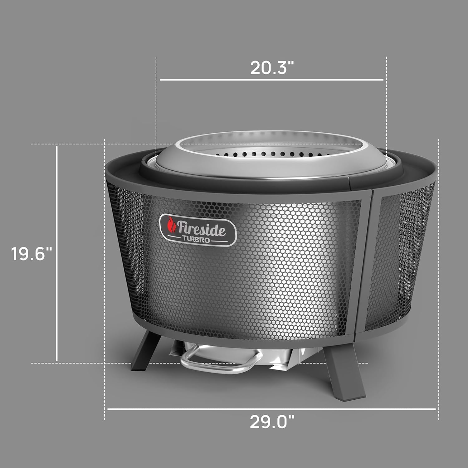 TURBRO 29 Inch Smokeless Fire Pit for Outdoor Wood Burning, Stainless Steel Camping Stove with Stand, Removable Ash Pan, Waterproof Storage Bag, Pluto R29, Black