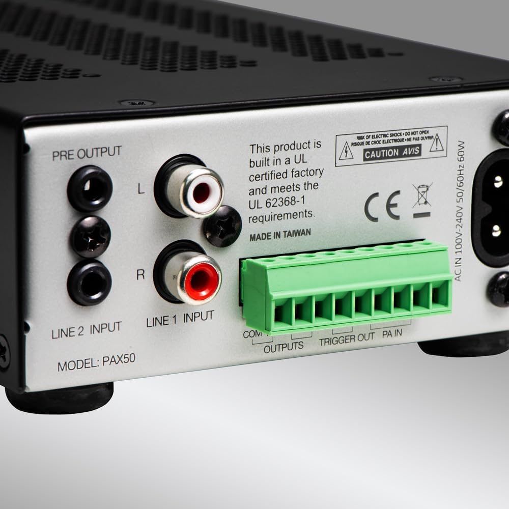 OSD Audio PAX-50 50W Commercial 70V Amplifier, 2 Channel, Class D - ¼ Rack Width, 1U Height