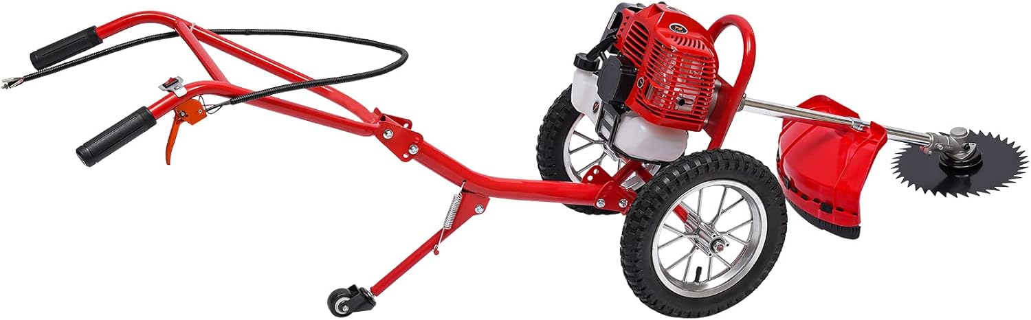 49cc Air-Cooled Two-Stroke Push Mower, 2.5hp Single Cylinder Gasoline Engine, 1800w Weed Sweeper