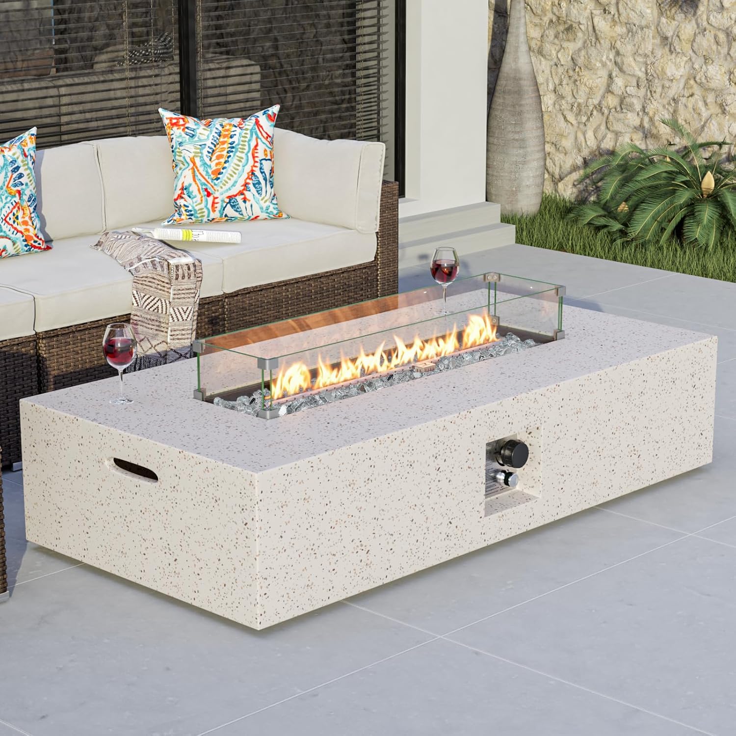 COSIEST Outdoor Propane Fire Pit Table, 56