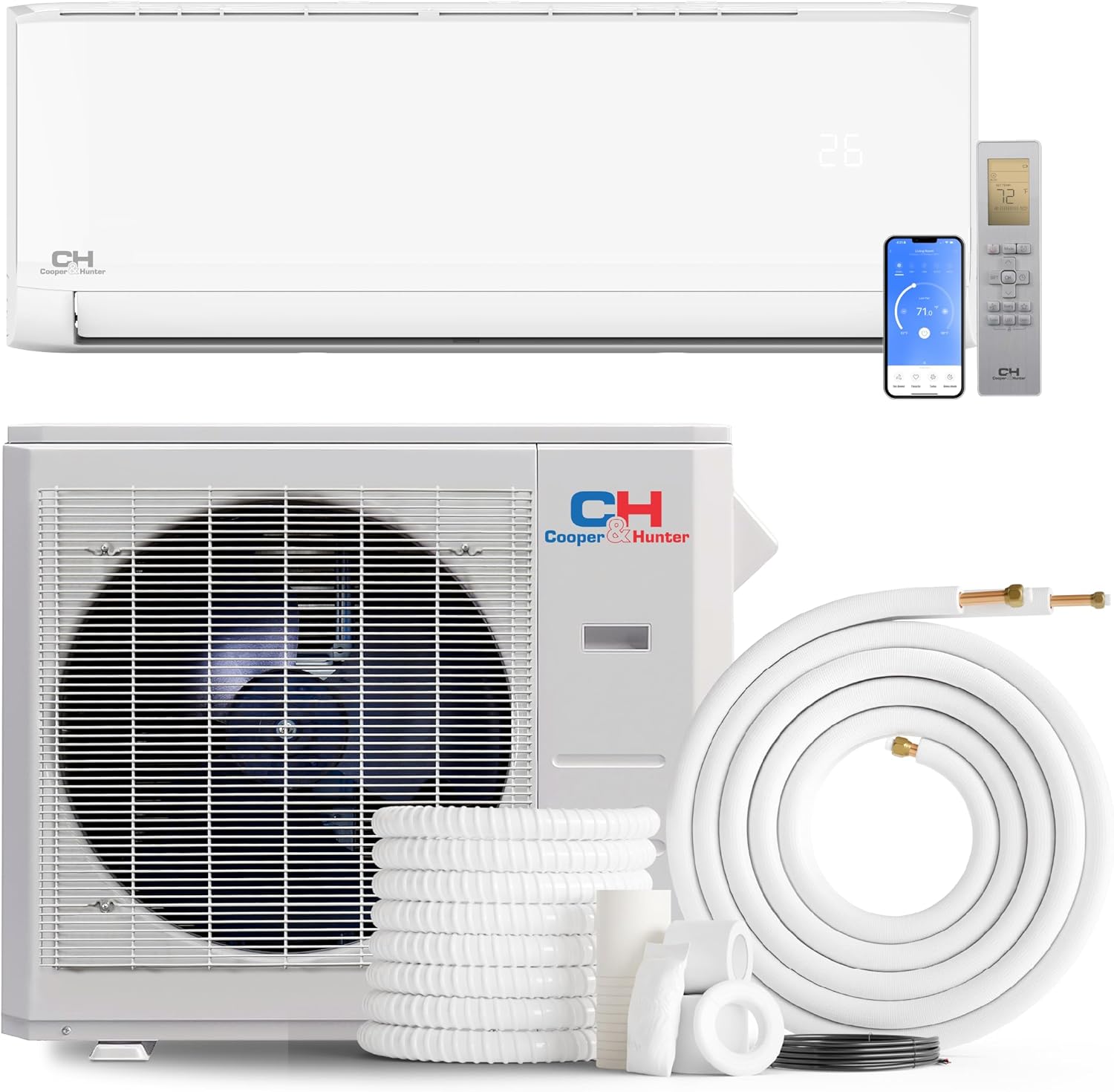 Cooper & Hunter Olivia Series 36,000 BTU 230V Mini Split AC/Heating System, Ductless Wall Mount – 18 SEER2 Inverter – 16FT Installation Kit – Pre-Charged R-410A System