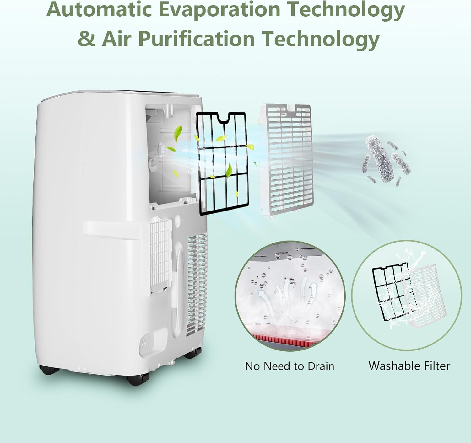 12,000BTUs Portable Air Conditioner, 3-In-1 Portable AC Unit Cooling for 550 Sq.Ft, Cooling, Dehumidifier & Fan Modes, Remote Control, Digital Display, Quiet Freestanding AC for Home, Office, Bedroom