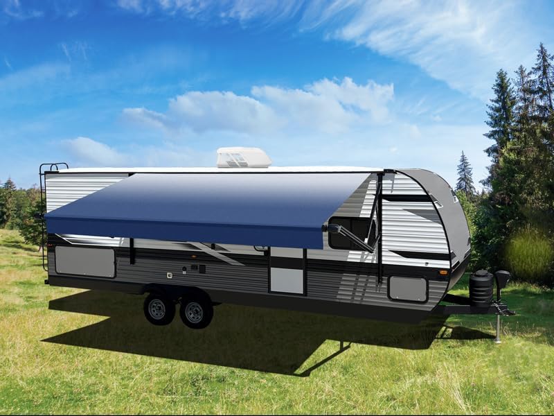 Velarium 8' RV Boxed Vinyl Canopy, Blue Fade – Heavy-Duty 13.5oz 3-Ply Material, Cold & Crack-Resistant RV Awning, All-Purpose Outdoor Canopy for RVs, Trailers, and Motorhomes (Fabric Size 7' 2