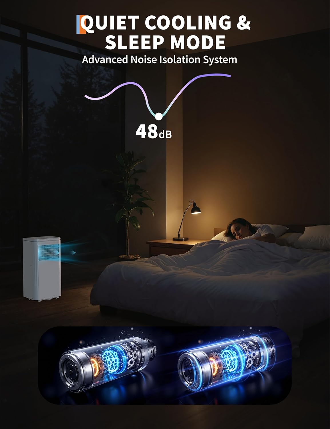 Portable Air Conditioners 8000 BTU, Efficient Portable AC Unit with Dehumidifier, Fan, and Sleep Mode, Quiet Operation with Remote Control and 24H Timer for Bedroom and Office Use, White