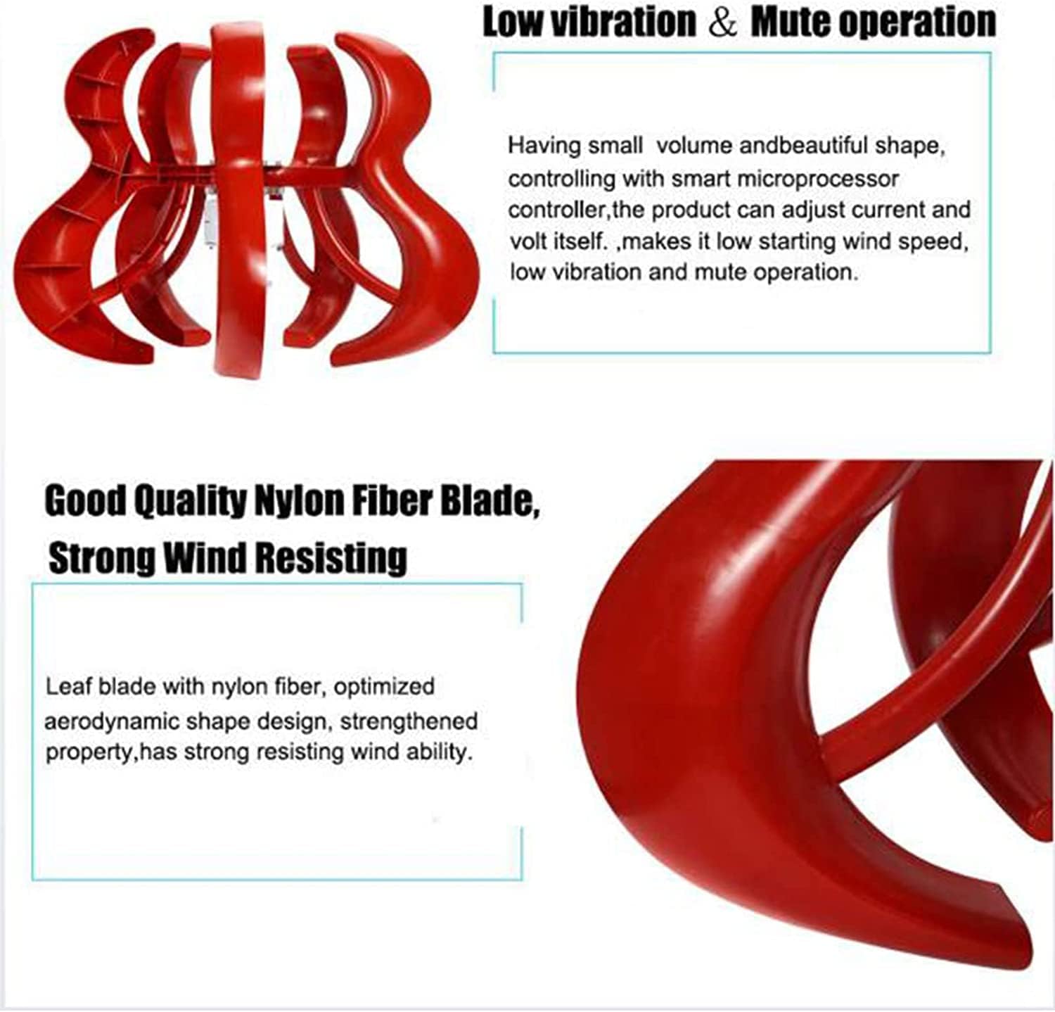 LiuSj JUnSt Vertical Axis Wind Turbines Generator Kit,12V 24V 48V 3000W 5 Blades AC Vertical Wind Turbine Generator with MPPT Controller