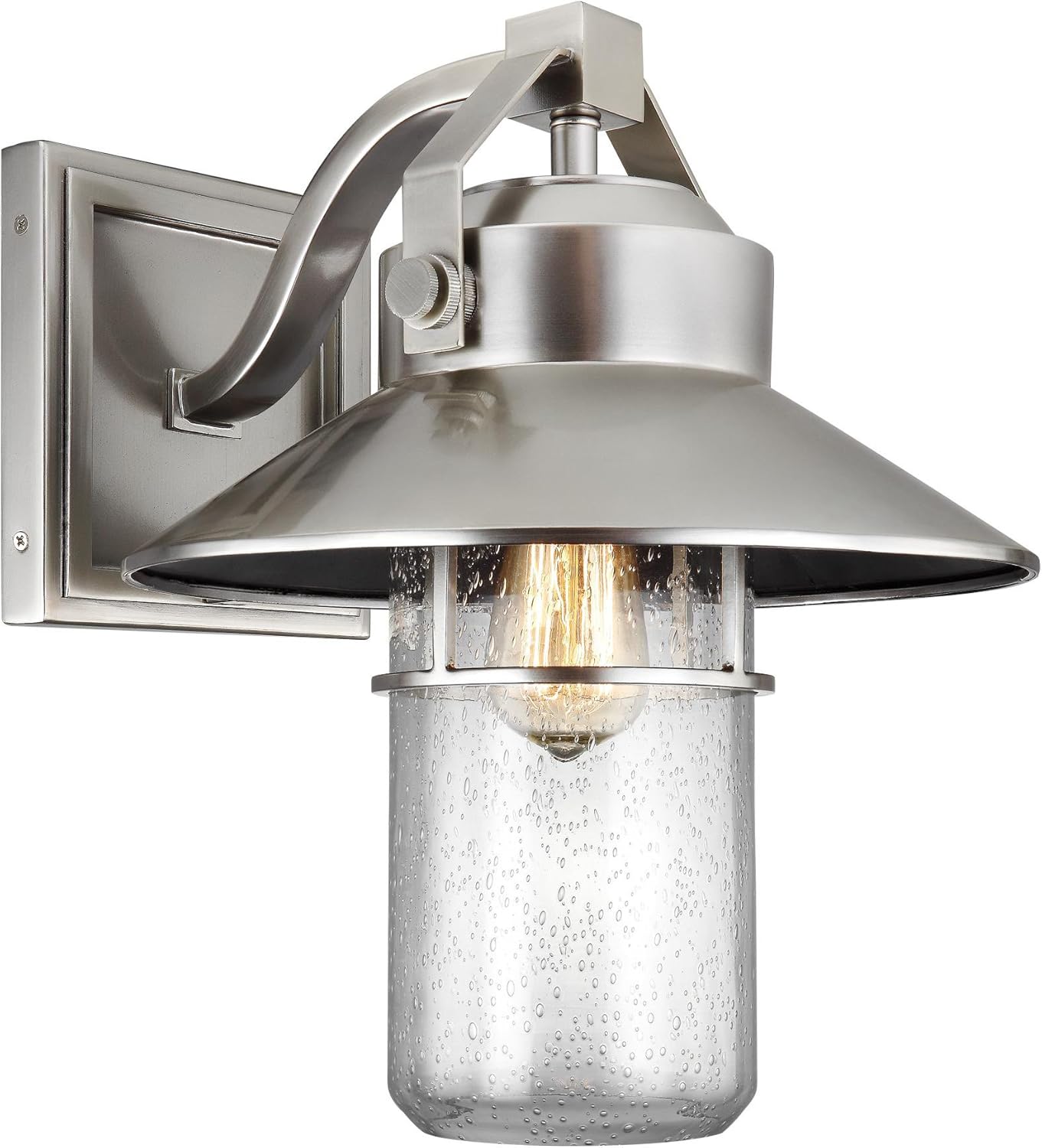 1 Light Wall Lantern 15.5 Inch Tall with Painted Brushed Steel Finish