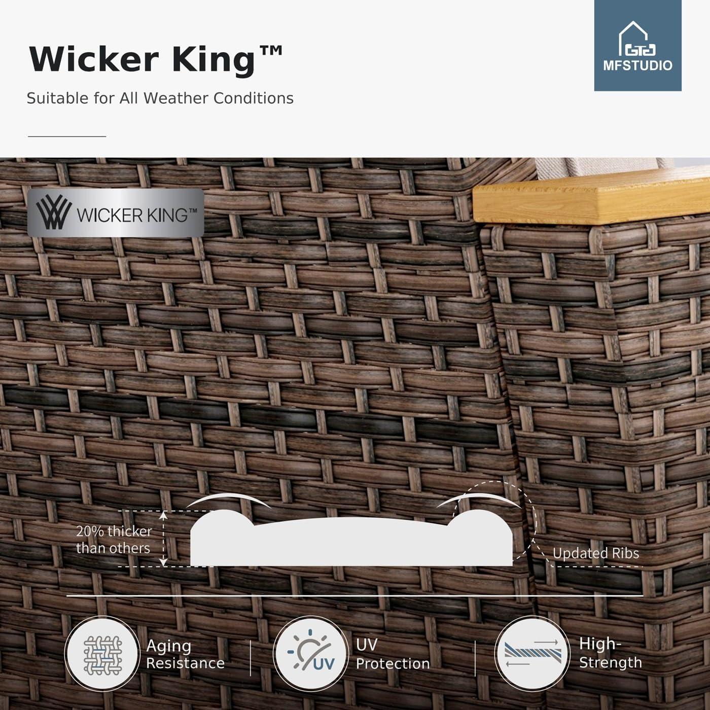 MFSTUDIO 11 Pieces Wicker Patio Furniture Set with 56