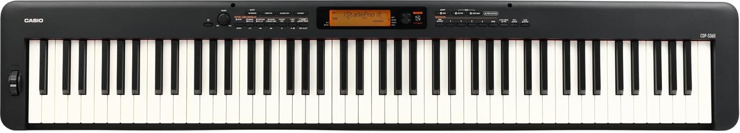 Casio 88-Key Digital Piano (CDP-S360) Black + Pyle Heavy Duty Folding Keyboard Stand