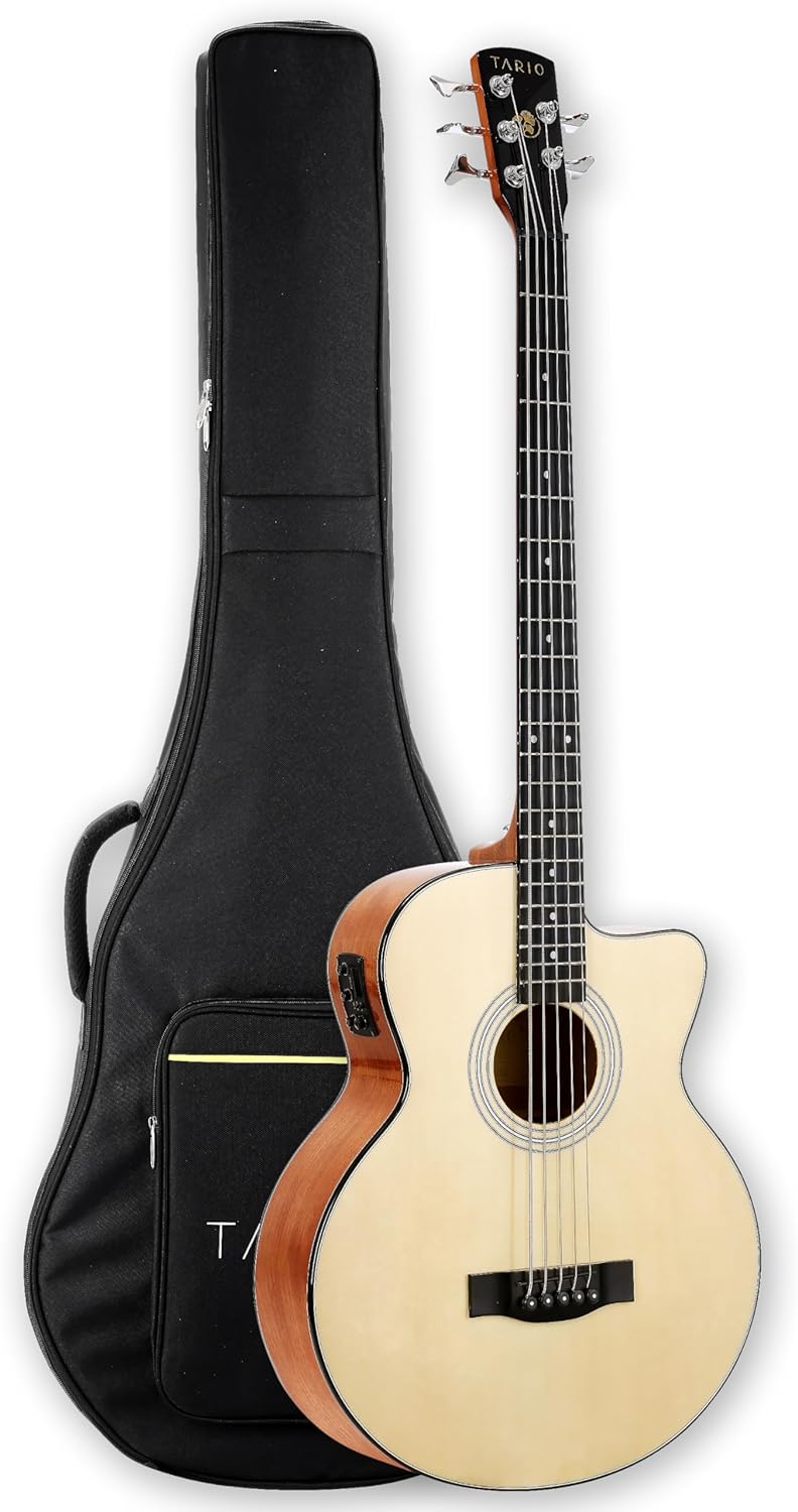 TARIO 5 String Electric Acoustic Bass Spruce Top Mahogany Neck Mahogany Back and Sides