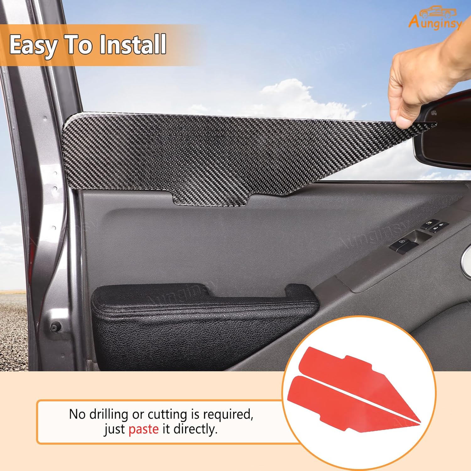 Aunginsy Inner Front Door Armrest Upper Panel Trim Sticker Compatible with Nissan Frontier 2009-2017 Pickup Truck Front Door Armrest Panel Anti-Scratch Decorative Sticker Protection Cover Accessories