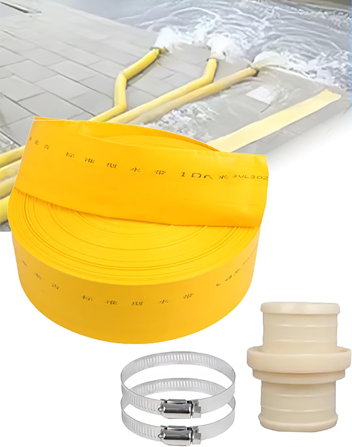 Discharge Hose 1.5Inch，Flat Heavy Duty Backwash，Drain Pipe for Water Transfer for Patio Garden Lawn Swimming Pool(50meter)