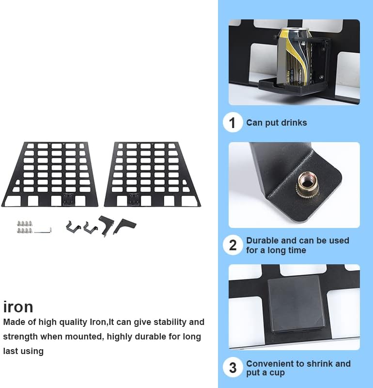 Linskip Hard Top Rear Window MOLLE Panels Compatible with 1997-2006 Jeep Wrangler TJ, Side Storage Racks for Jeep TJ 2Door, Trunk Cargo Carrier Tool Organizer for Jeep TJ Accessories(Pair, Black)