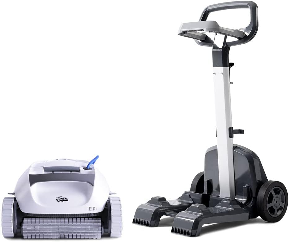 Dolphin (2025 Model) E10 Automatic Robotic Pool Vacuum Cleaner Includes Caddy for Easy Transport and Storage, Ideal for Above-Ground Pools up to 30 FT in Length