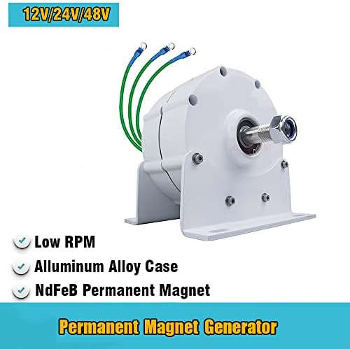 2000W Gearless Permanent Magnet AC Generator - Low RPM 12V/24V/48V Alternator for Wind Turbines & Hydropower Solutions, 3 Phase Output for Water Energy Systems