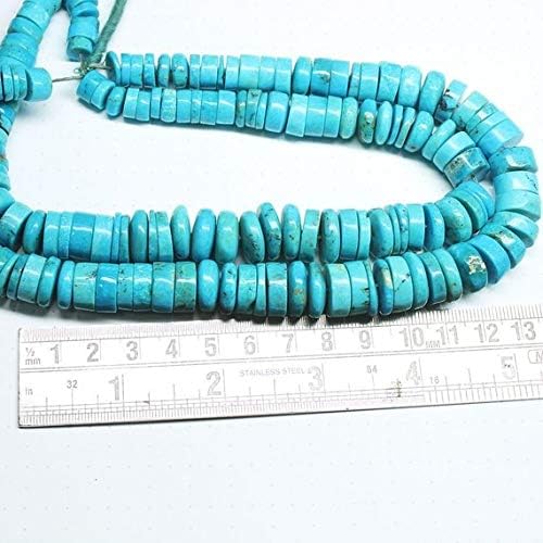 arizona blue turquoise smooth wheel tyre rondelle gemstone loose beads strand 14