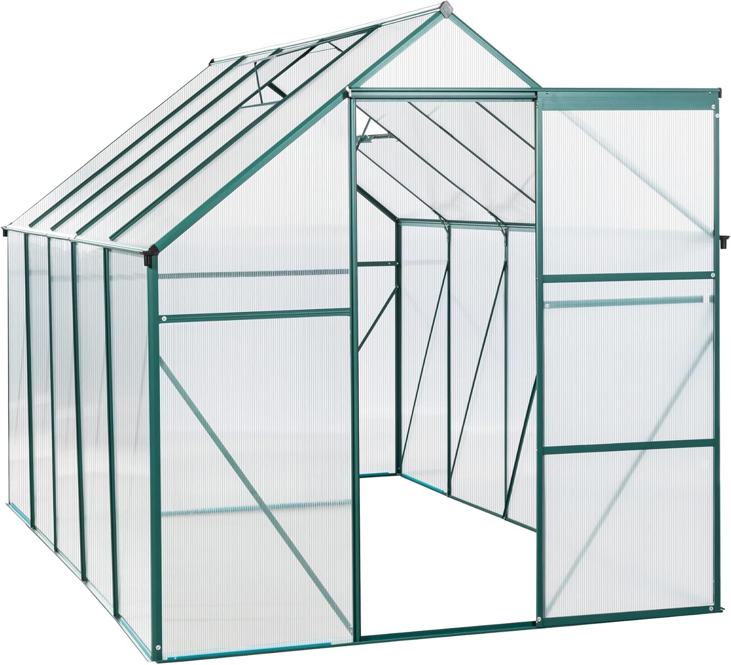 6X10 FT Greenhouse for Outdoors, Polycarbonate Green House with Sliding Door and Roof Vent, Aluminum Frame Heavy Duty Walk-in Greenhouse for Outside Garden Backyard
